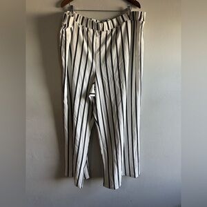 Cato - White wide leg trouser with black stripes